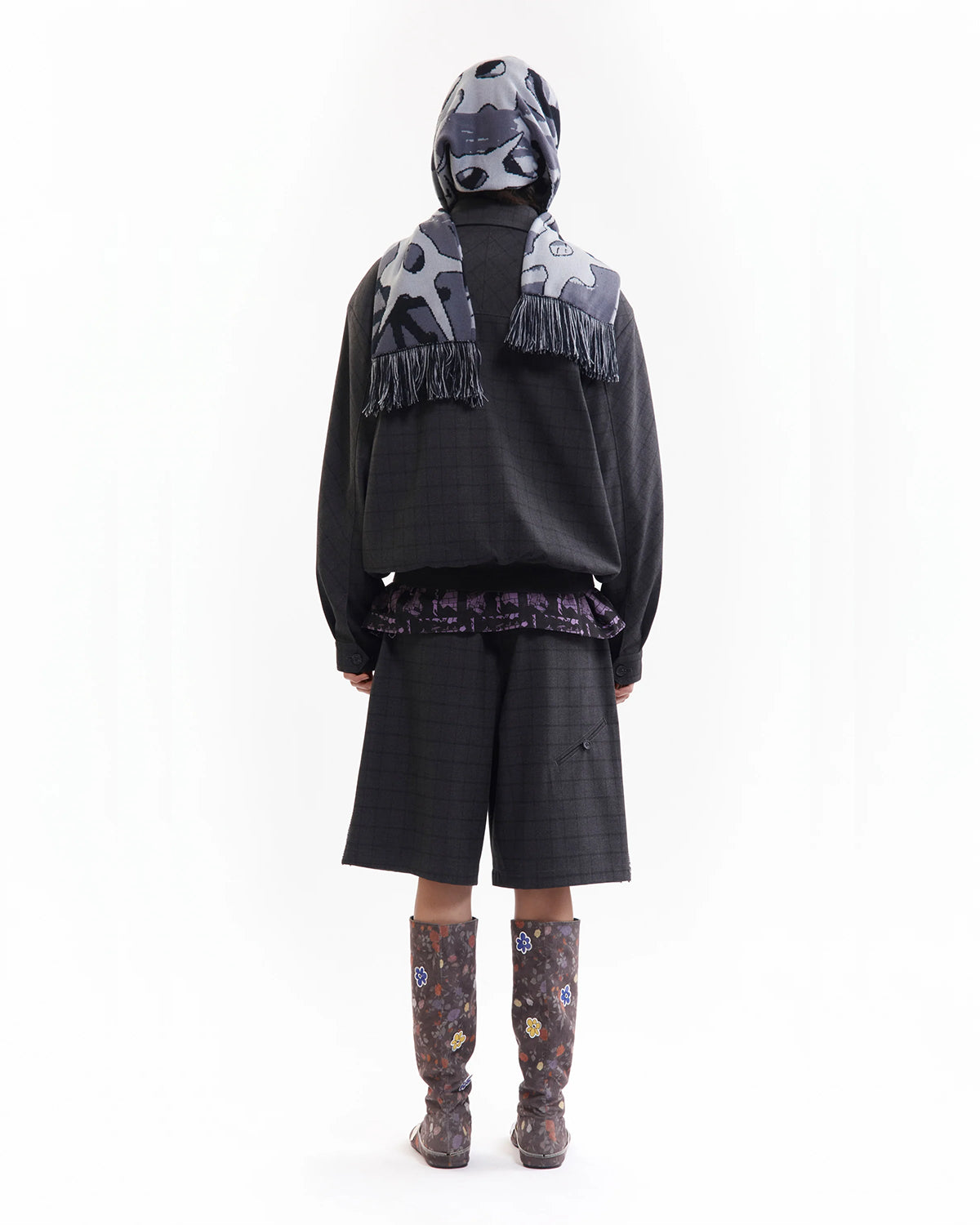 Multi Shot Urchin Bonnet Scarf - Greys