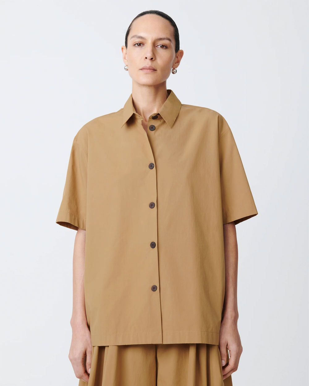 Piero - Short Sleeve Boxy Shirt -Sand