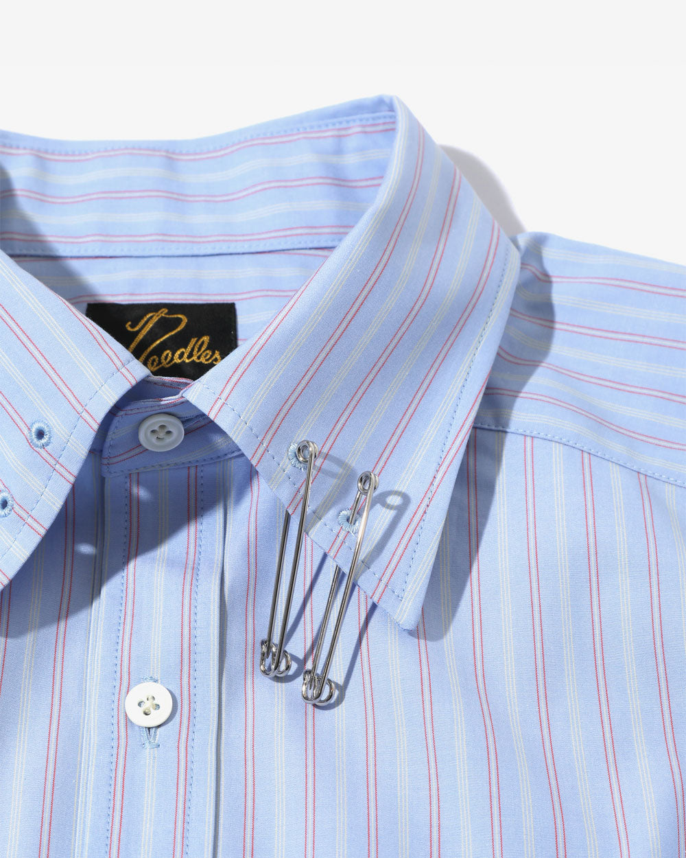 Pinhole Regular Collar EDW Shirt - Cotton Stripe Cloth - Sax