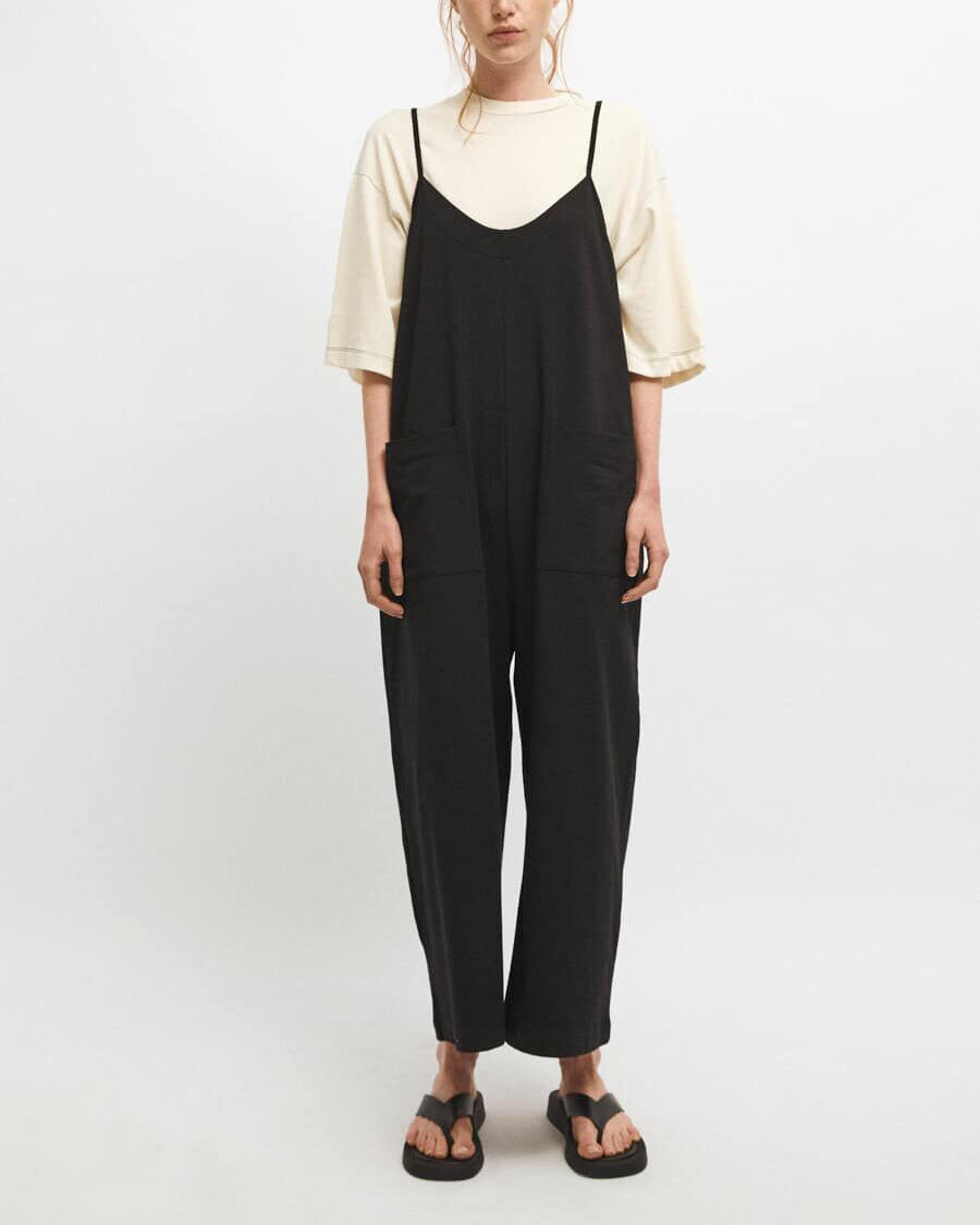 Luisa Jumpsuit - Long Wide Cotton Jumpsuit - Black