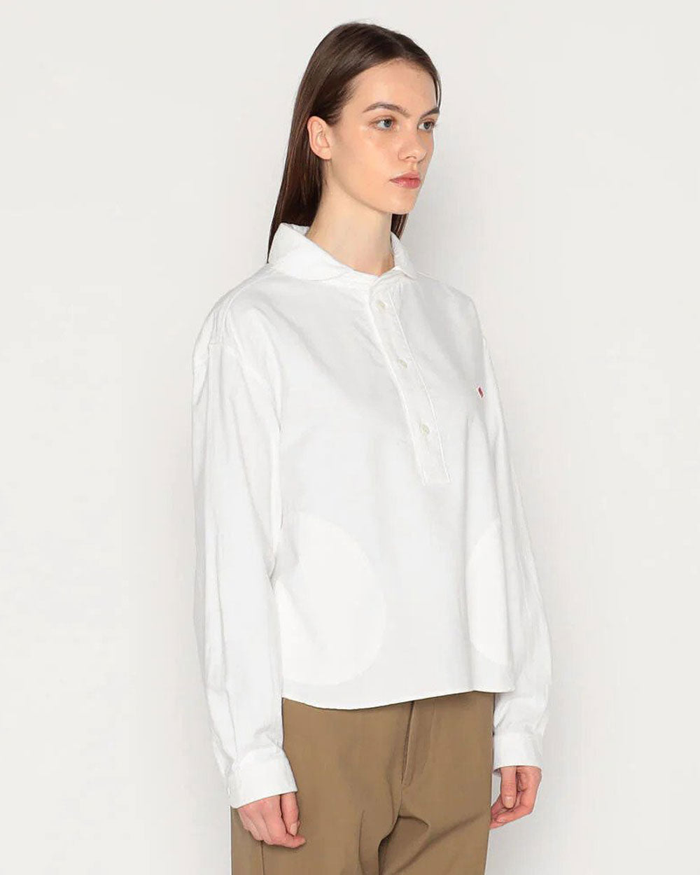 Round Collar P.O Wide Shirt L/S - White