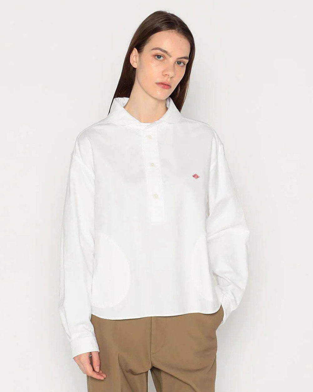 Round Collar P.O Wide Shirt L/S - White