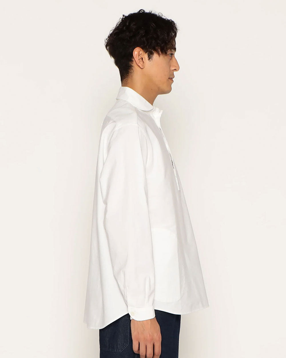 Round Collar P.O Wide Shirt L/S - White