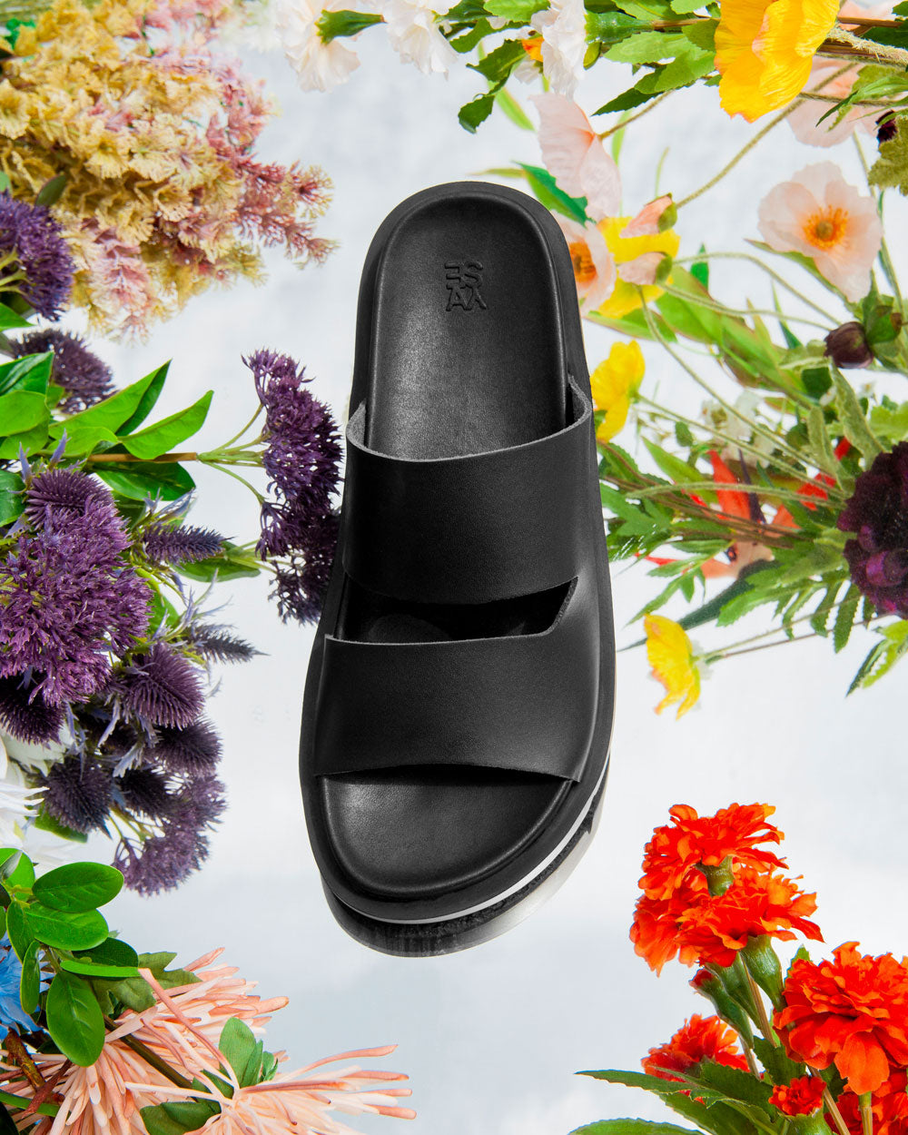 Santorini Slide Leather - Black