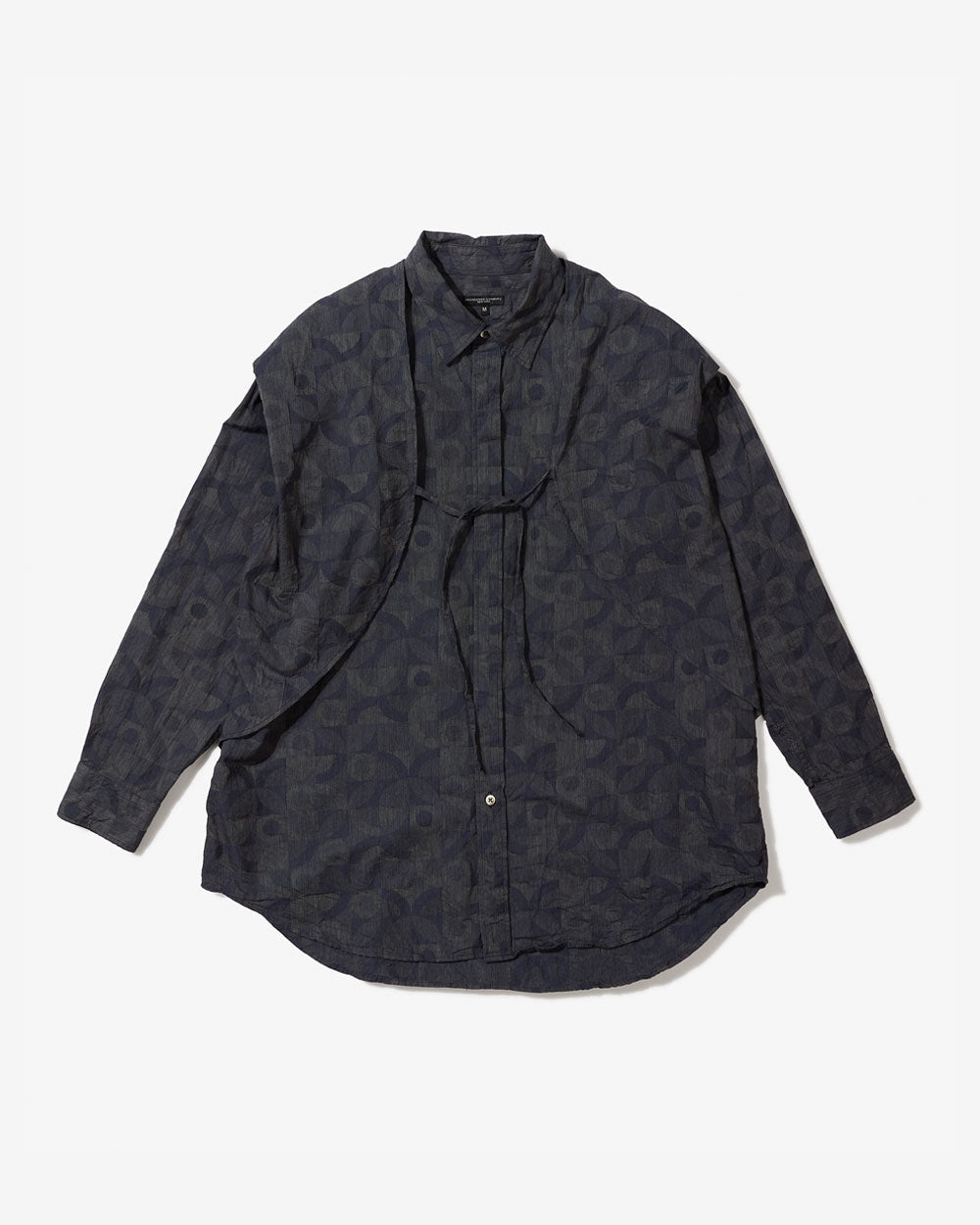 Shawl Shirt - Navy/Grey Cotton Deco Jacquard