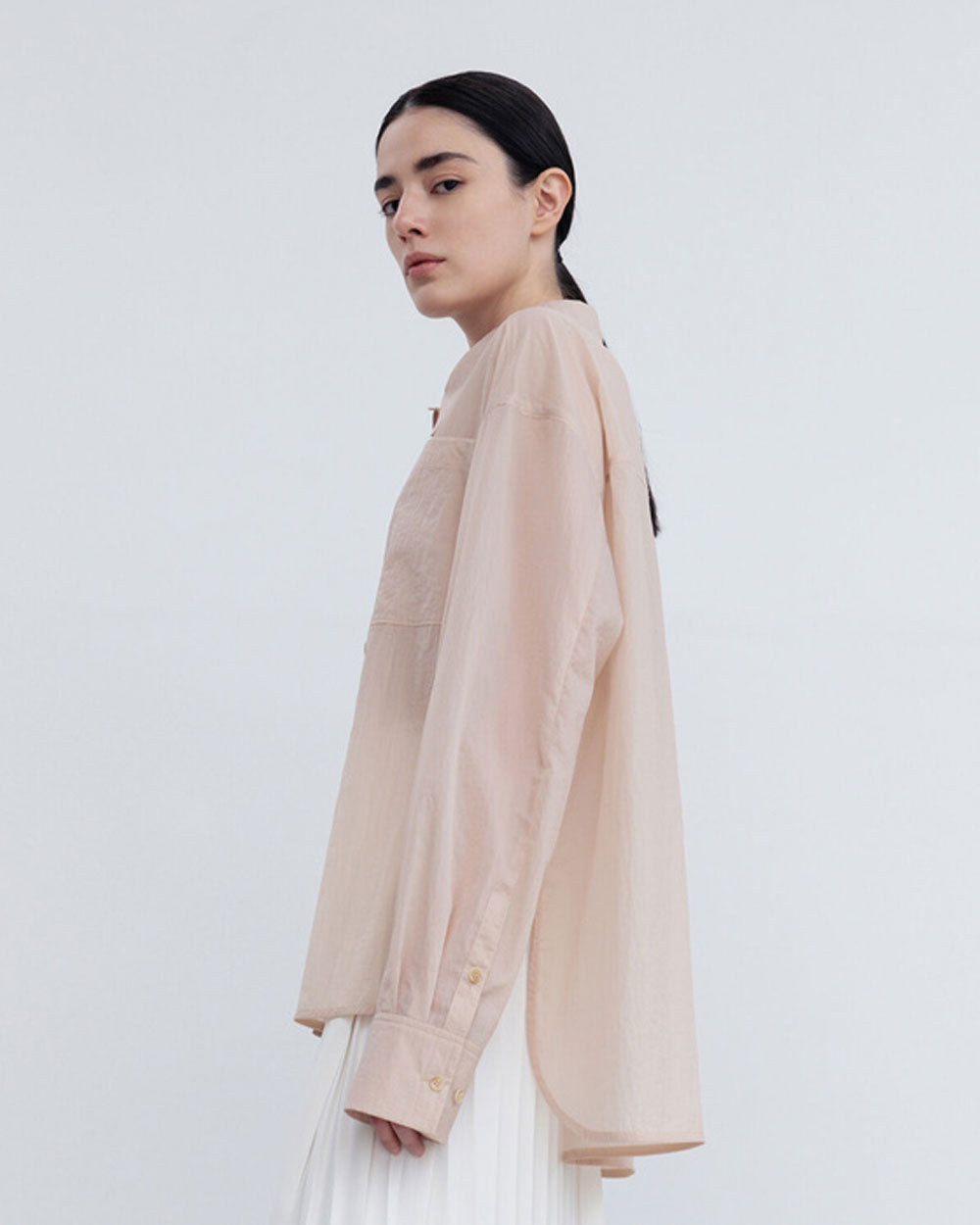 Sheer Long Sleeves Shirt - Sand