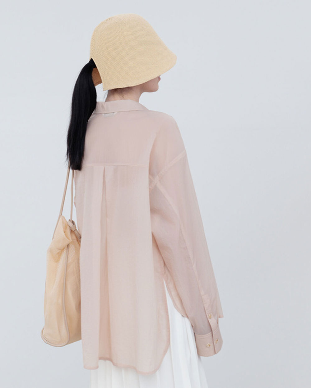 Sheer Long Sleeves Shirt - Sand