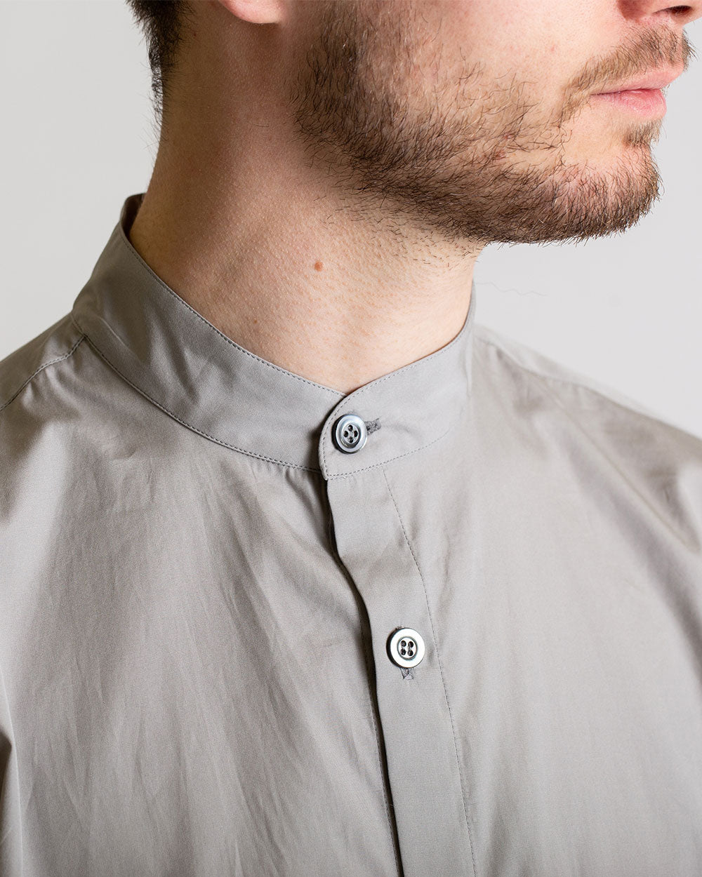 Square - Band Collar Shirt - Greige