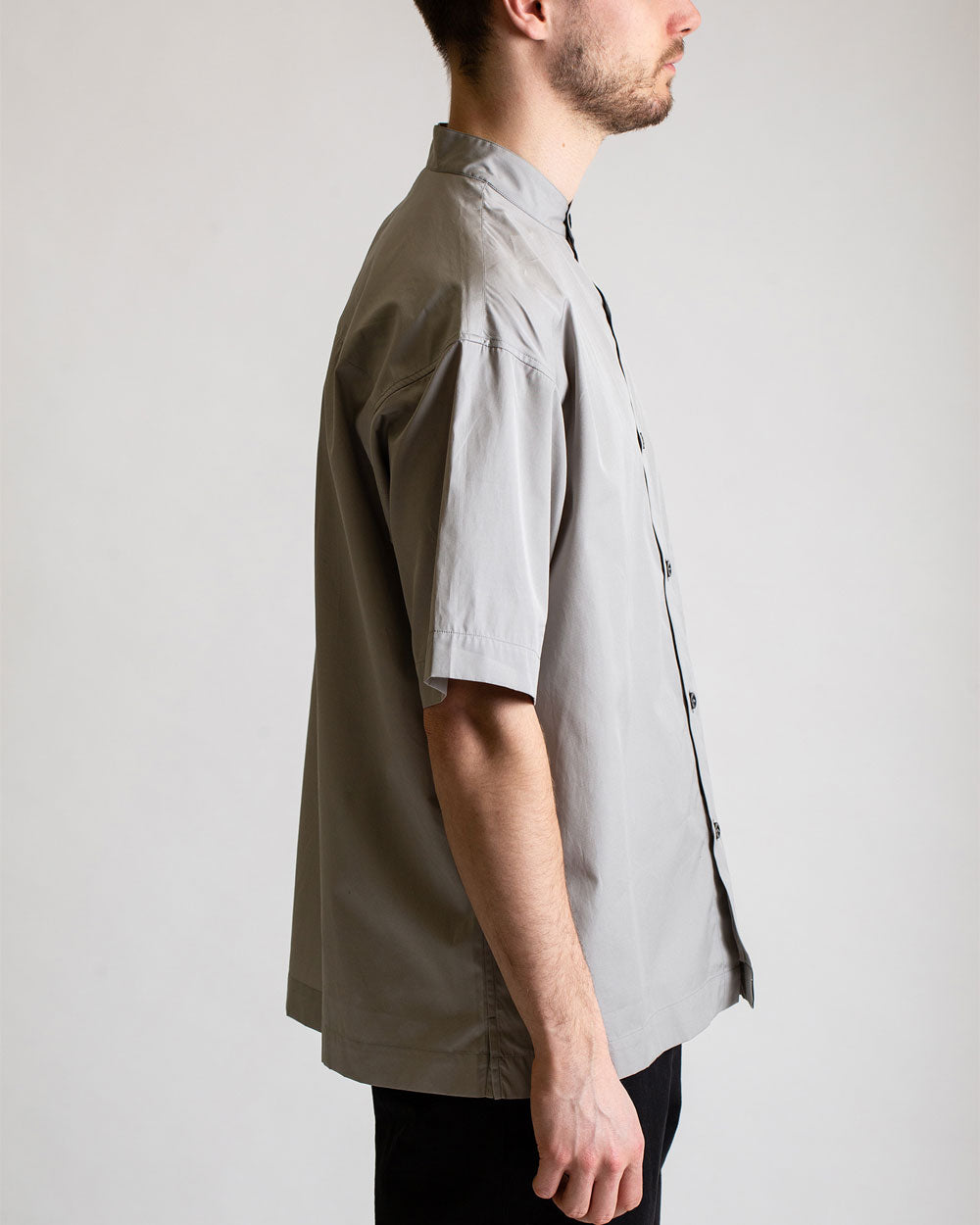 Square - Band Collar Shirt - Greige