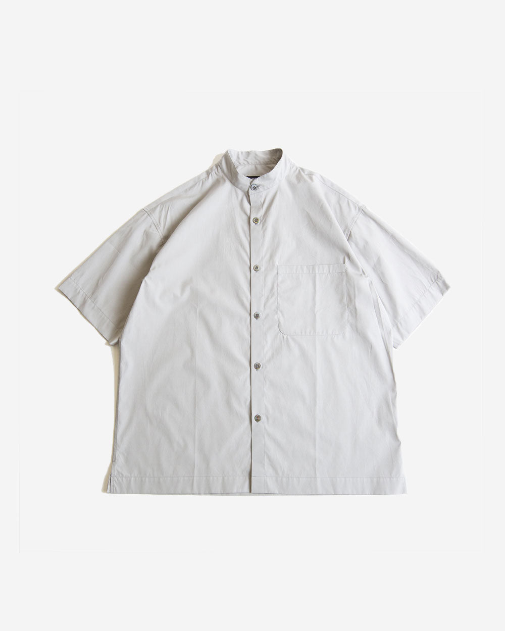 Square - Band Collar Shirt - Greige