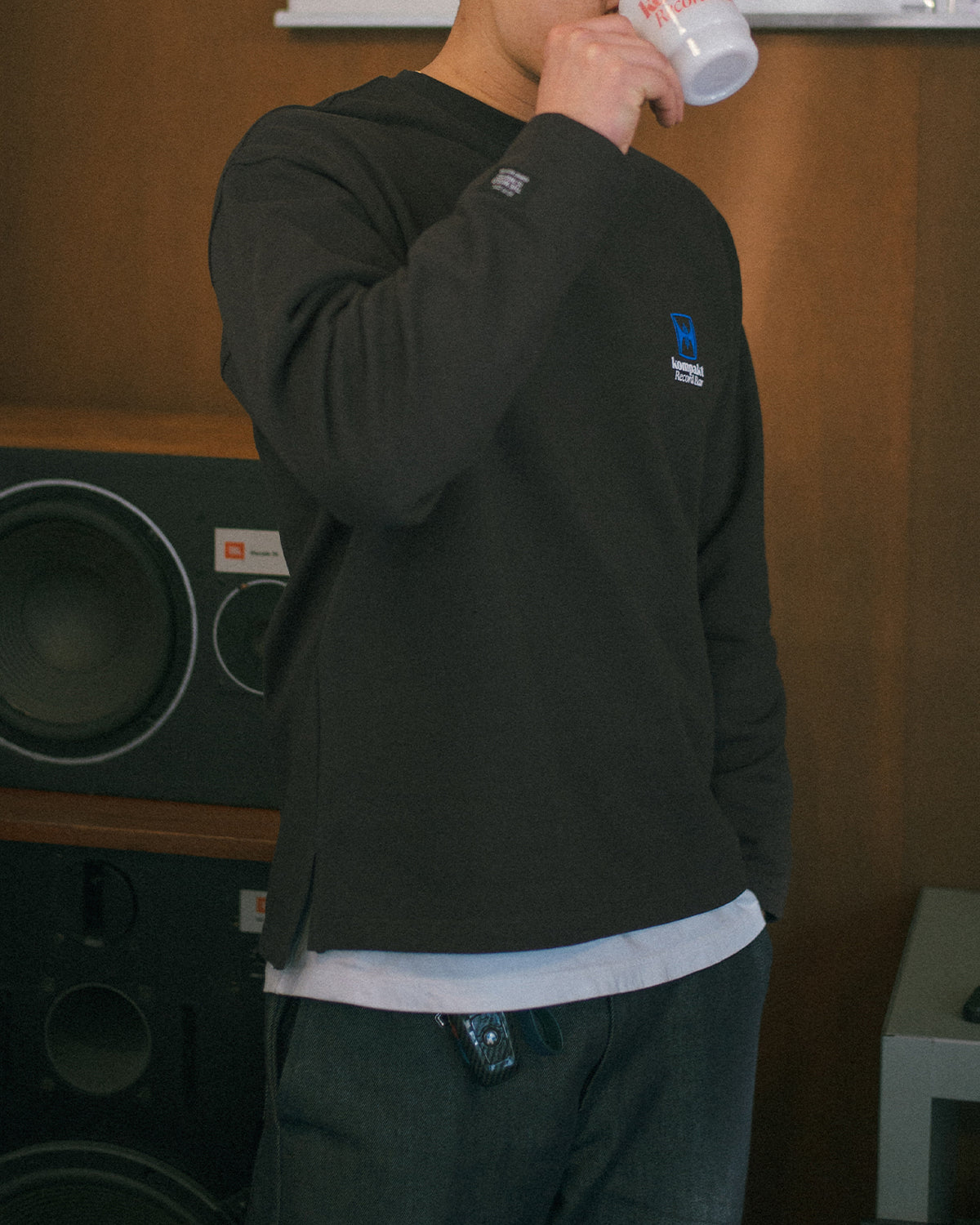 Basic Logo Long Sleeve Sweat - Charcoal