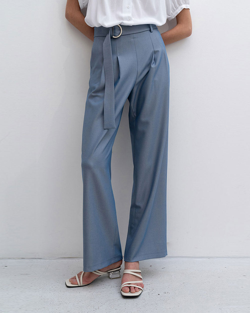 Straight Wide Leg Slacks Trouser - Blue