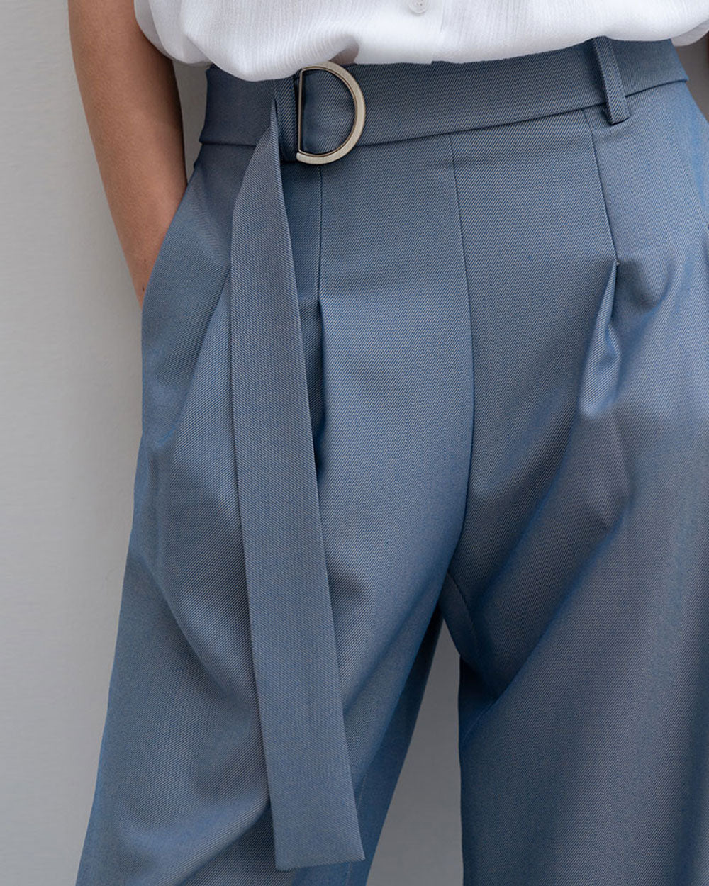 Straight Wide Leg Slacks Trouser - Blue