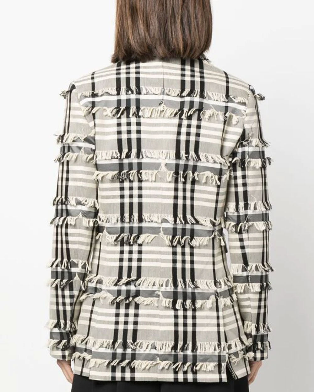 Sun Blazer - White Black Fringe Checks