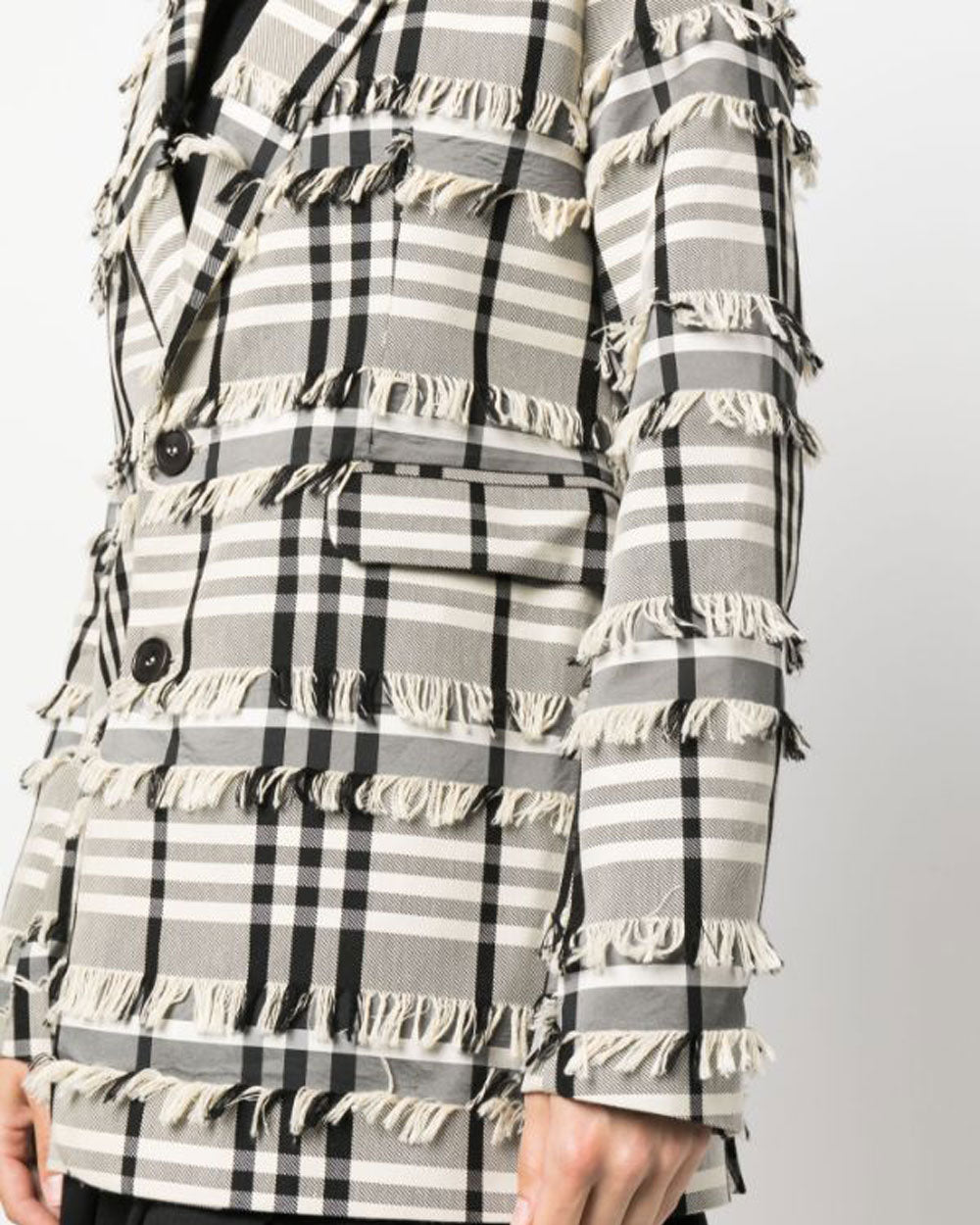 Sun Blazer - White Black Fringe Checks