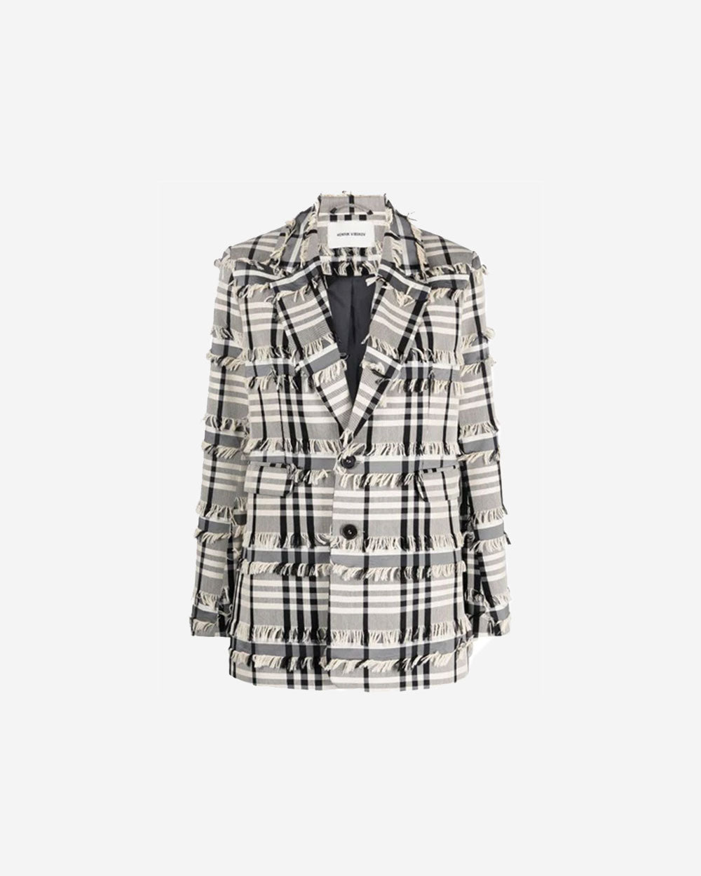 Sun Blazer - White Black Fringe Checks