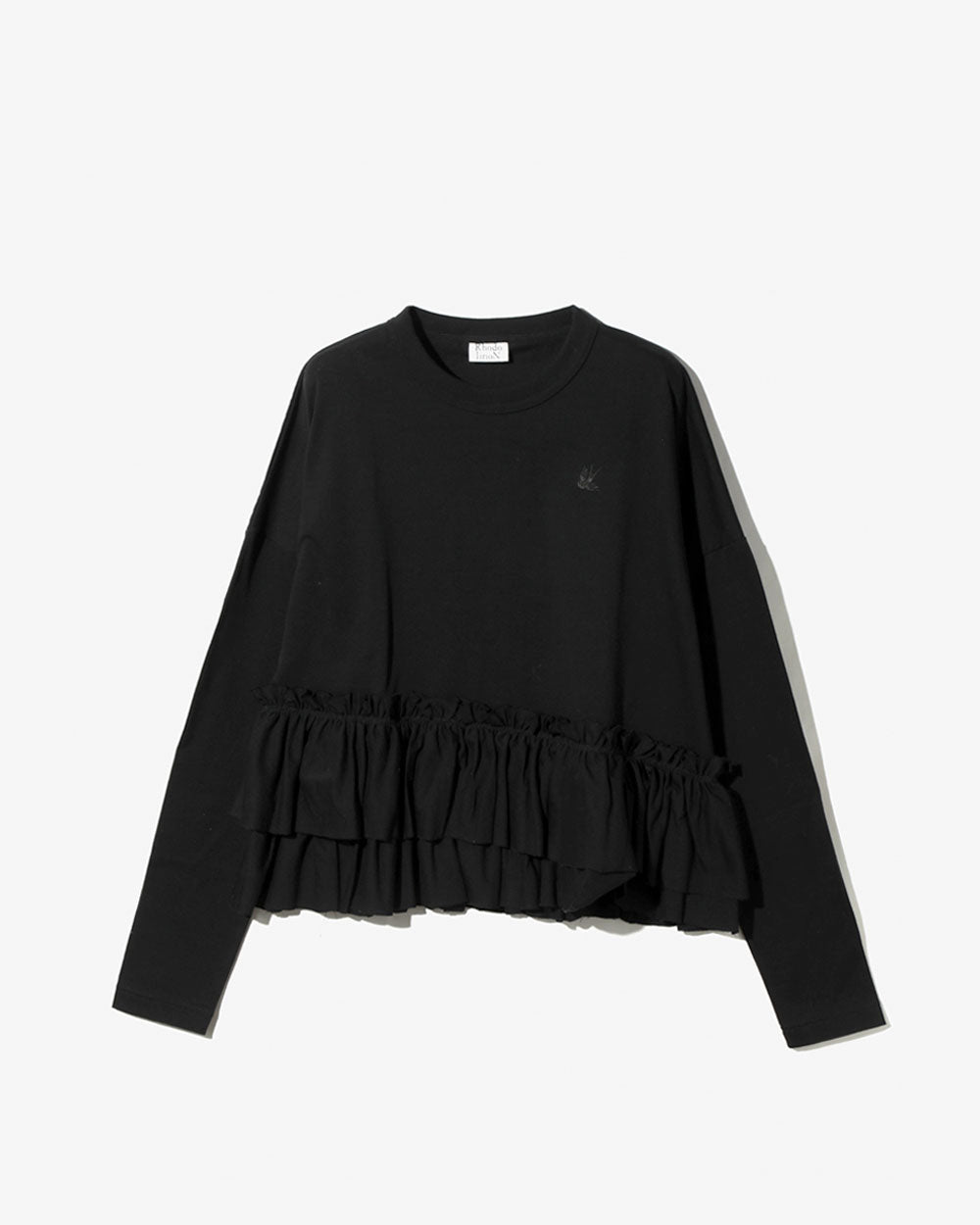 Swallow Frill Tiered Long Sleeve Tee - Black