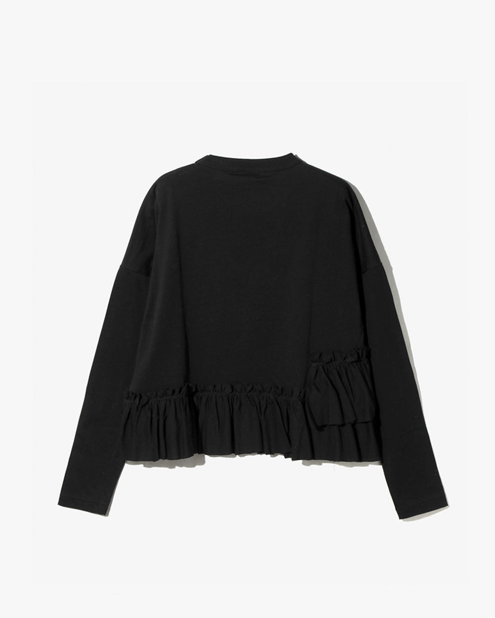 Swallow Frill Tiered Long Sleeve Tee - Black