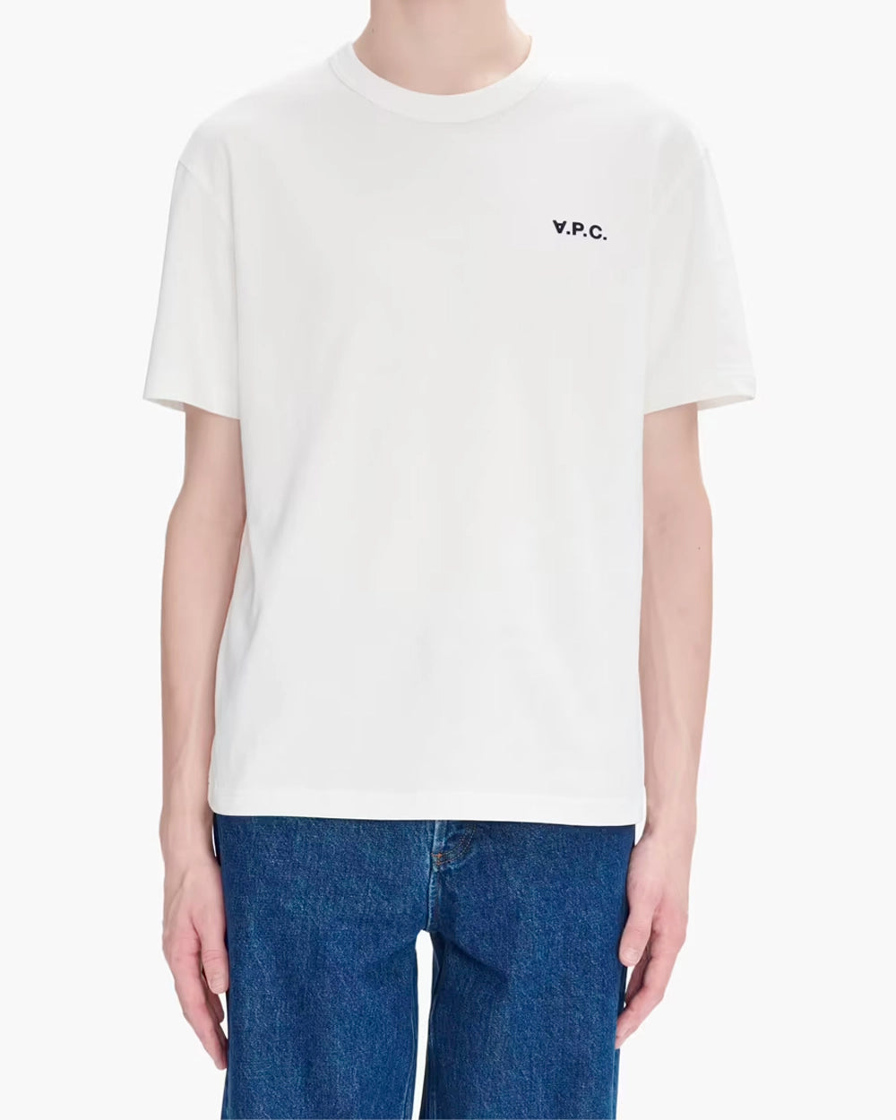 Boxy Petit VPC T-shirt - White/Dark Navy Blue