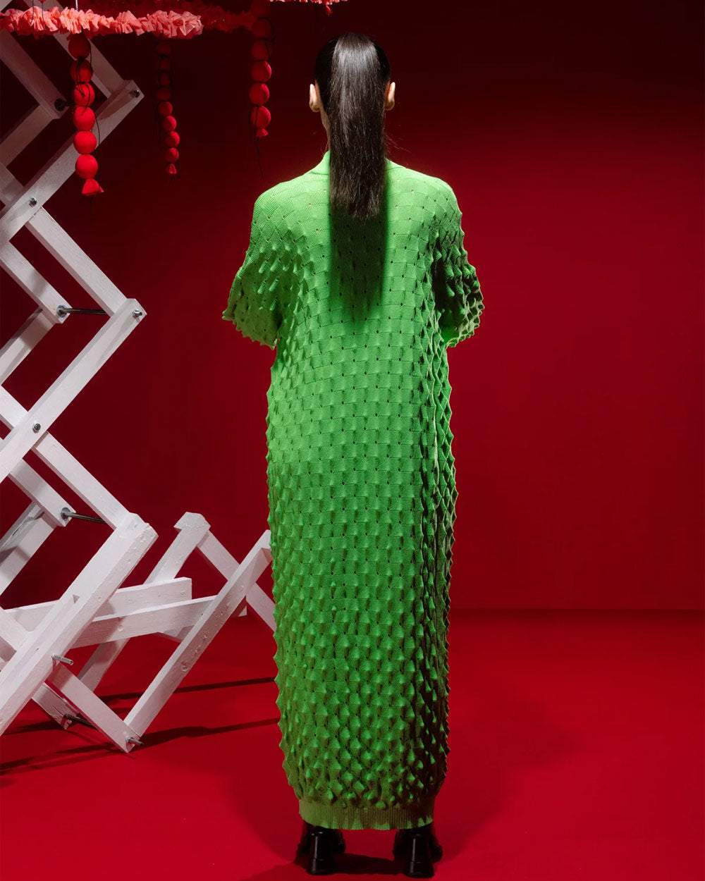 Transparent Spike Knit Dress - Green Spike