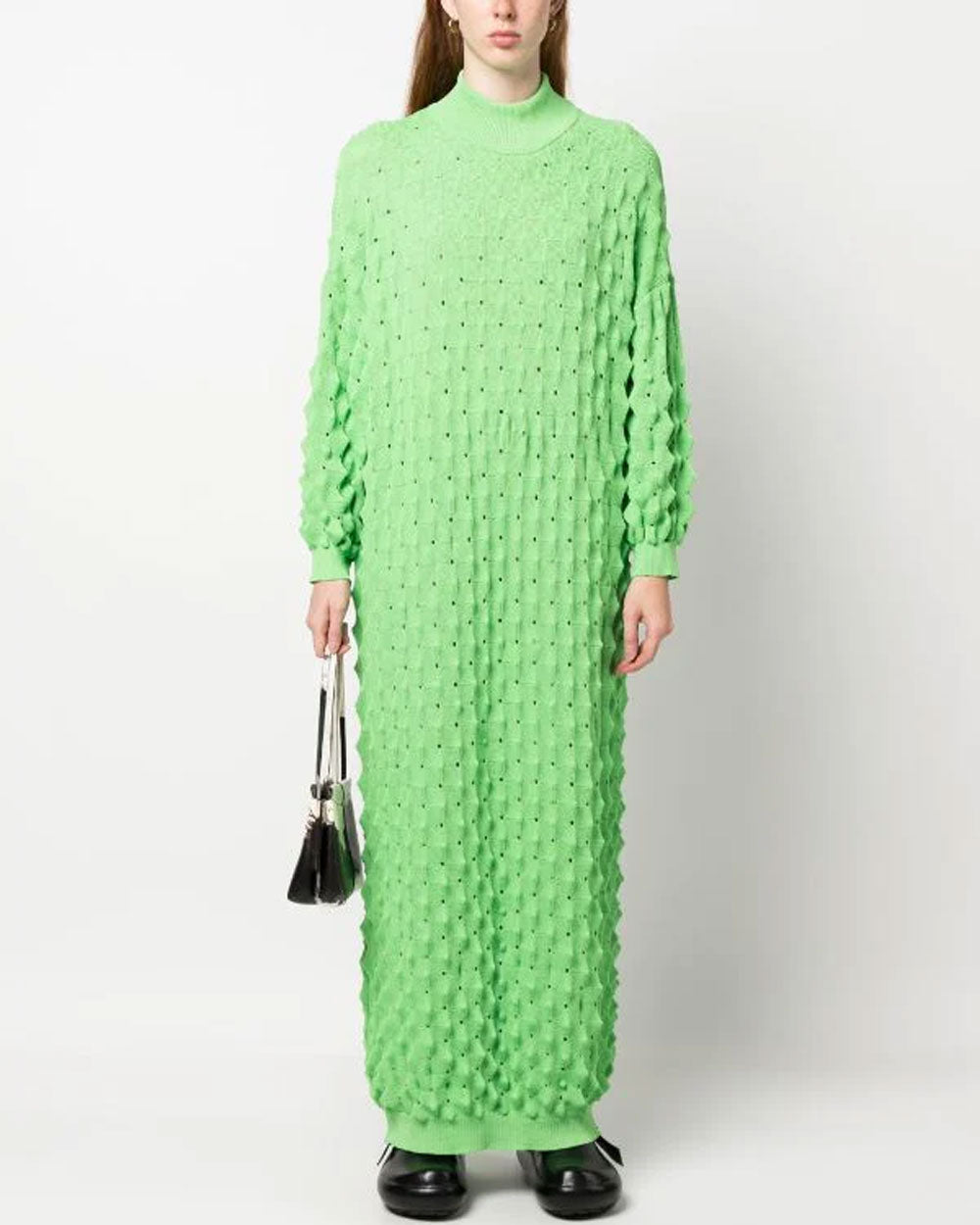 Transparent Spike Knit Dress - Green Spike