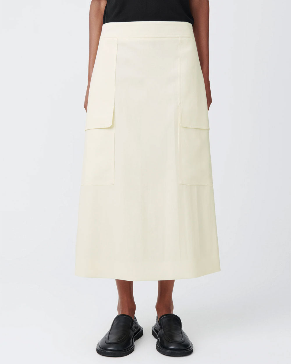 Tyrell - Tailored Patch Pocket Skirt - Parchment