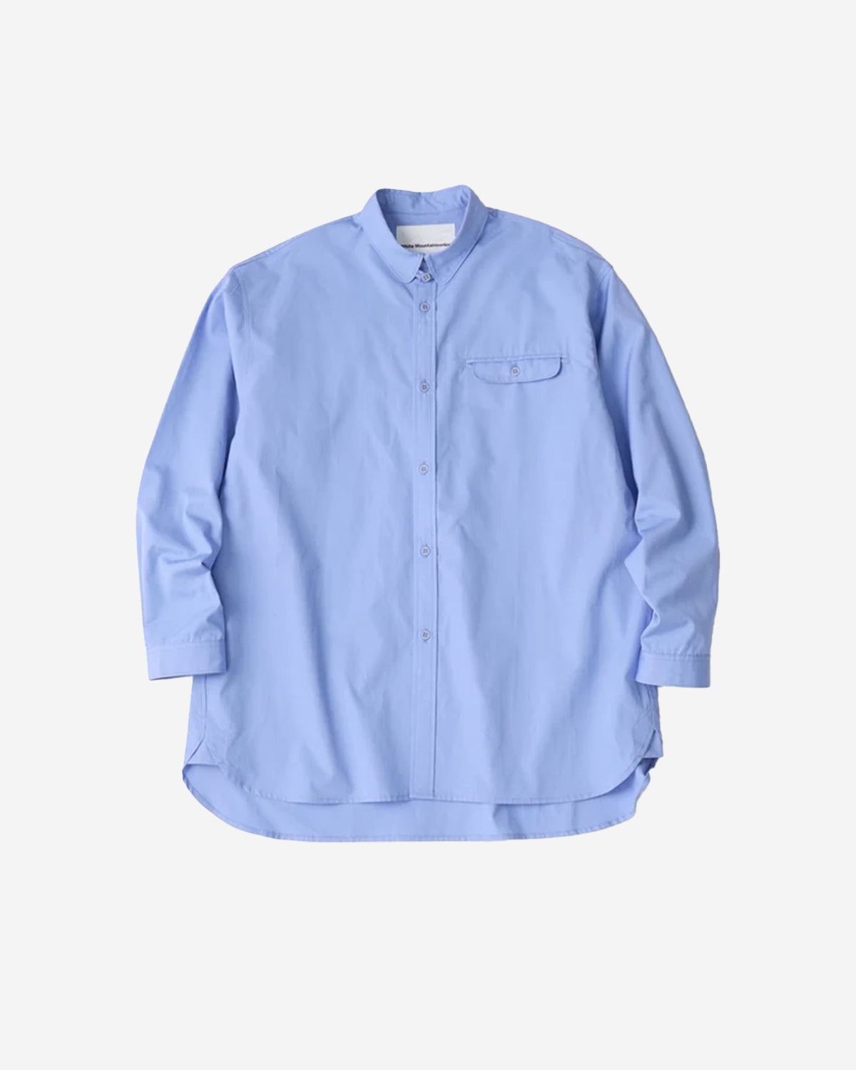 Tab Collar Split Raglan Sleeve Shirt - Blue